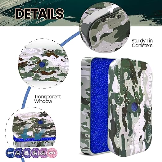 Wisesorb 20Pcs 40g Rechargeable Gun Safe Dehumidifier, Blue to Pink Color Indicating Silica Gel Desiccant Canister - Camouflage, Desiccant Moisture Absorbs for Storage