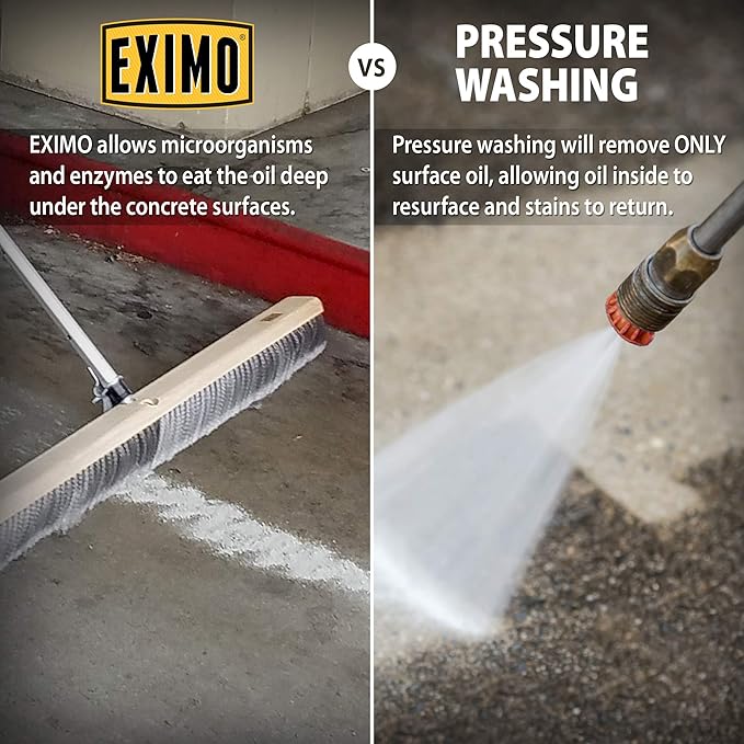 CAF Outdoor Cleaning EXIMO Waterless Concrete Cleaner, Oil Stain Remover for Asphalt, Driveway, Garage Floor, Basement and Walkway Surfaces, Natural Concrete Cleaner Powder Treatment, 3 lb Container