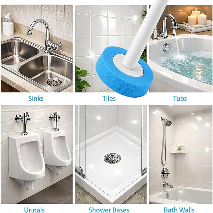 CiLoN Wall-Mounted Disposable Toilet Brush, Bowl Wand, Disposal Scrubbing Sponge Pads Caddy & 30 Fresh Bleach Sponge Heads. Space Saving Disposable Toilet Brush Cleaning Set. (Starter Kit + 30 Brush)
