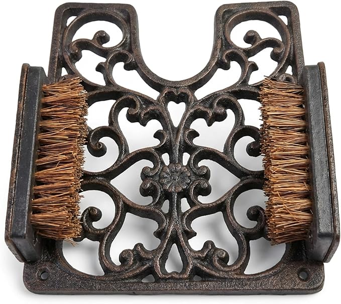 Lulu Decor, Cast Iron Boot Scraper with Brush, Antique Black