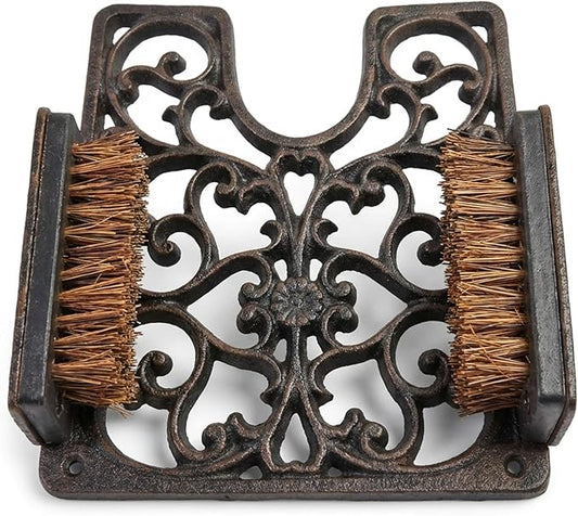 Lulu Decor, Cast Iron Boot Scraper with Brush, Antique Black