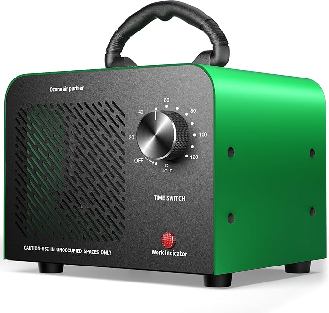 Hadlook Ozone Generator, 48,000mg/h High Capacity O3 Machine for Large Spaces Up to 4,000 Sq Ft, Portable Odor Eliminator for Car, Home, Basement, Smoke, Pets, and Commercial Use, Green