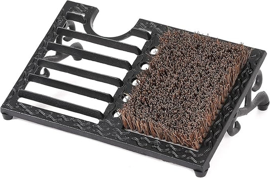 Cast Iron Boot Brush Scraper Outdoor, Black Heavy Duty Boot Scrubber Brush with Angled Design, Outdoor Shoe Scrapers with Brushes, All Weather Boot Scraper for Home Porch Entryway Garden Farmhouse