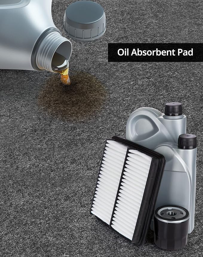QWORK Oil Absorbing Pad Garage Floor Mats, Over Large 8.5' x 6' Reusable Oil Spill Mat Parking Mats, Protect Floor from Drips, Stainls, 1 Pack