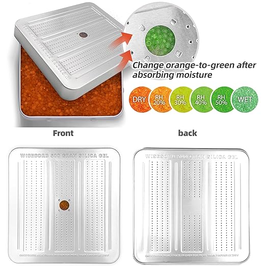 Wisesorb 10 Packs 500 Gram Desiccant Canisters, Indicating & Rechargeable Gun Safe Dehumidifier, Portable Desiccant Canister, Silica Gel Moisture Absorber for Storage