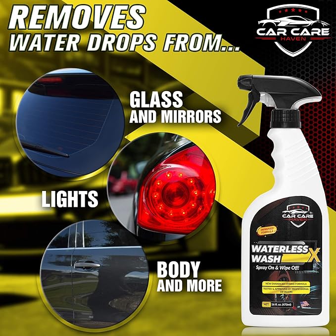 Waterless Wash X-Car Detailing Without Water-(16oz Spray) Quick Detailer for Any Vehicle-Wash in Your Garage, at Work, or Anywhere-Spray On & Wipe Off