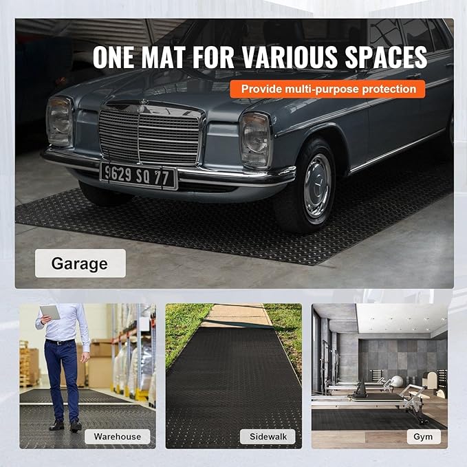 Garage Floor Mats 2 Rolls 14.7 x 3.6 Ft, 2.5mm PVC Garage Flooring, Black Car Floor Protector