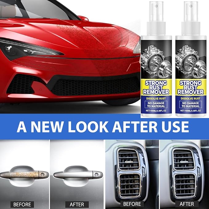 Rust Remover Spray for Metal, 2PCS Multipurpose Rust Stain Remover, 2026 New Upgrade Heavy Duty Metal Cleaner, Fast-Acting Iron Out Cleaner for Vehicles, Tools, Chains