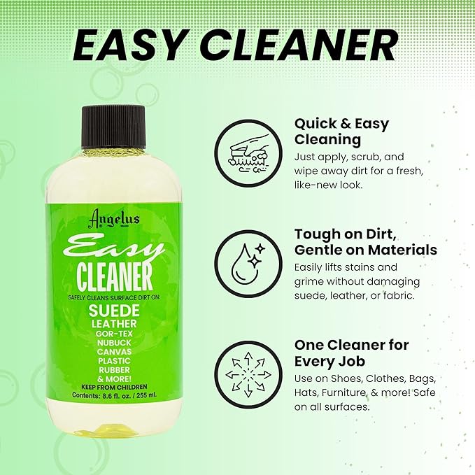 Angelus Easy Cleaner, Premium Shoe Cleaner, Safe For Sneakers, Leather, Suede, Canvas, and More – Removes Dirt and Stains | Made In USA - 8.6 fl oz