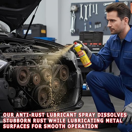 2-in-1 Anti-Rust Lubricant & Fast-Acting Rust Remover Spray for Metal,6.1oz Multi-Purpose Formula for Vehicles, Tools & Chains – Protect & Restore (1PCS)