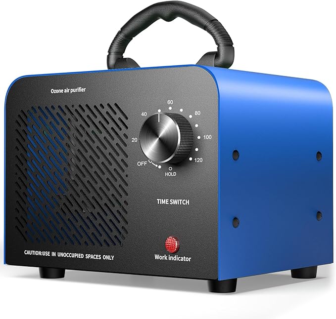Hadlook Ozone Generator, 48,000mg/h High Capacity O3 Machine for Large Spaces Up to 4,000 Sq Ft, Portable Odor Eliminator for Car, Home, Basement, Smoke, Pets, and Commercial Use, Blue