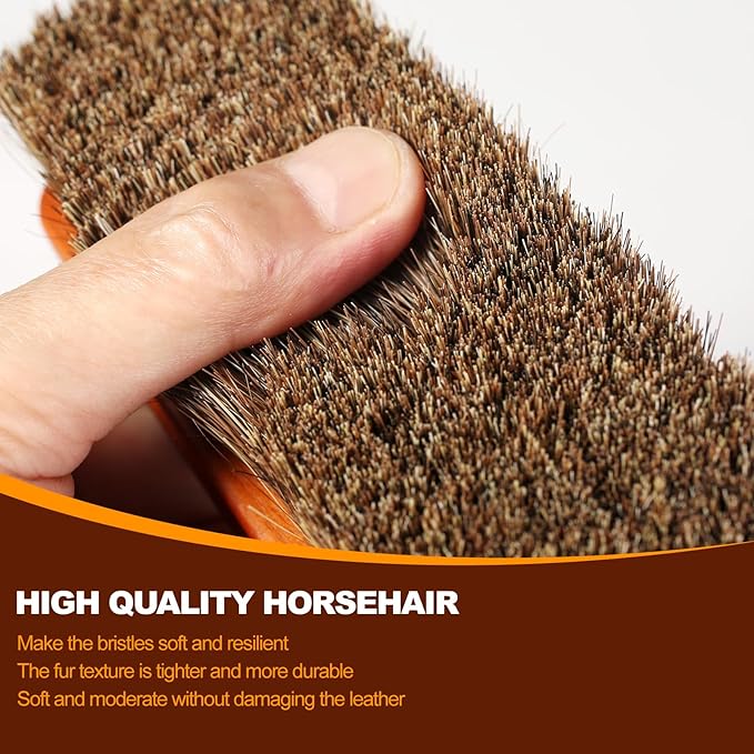 4 Pcs Shoe Brush, Boot Brush, Horse Hair Brush for Leather, Shoe Polish Brush, Professional Leather Shoe Care Brushes, Horsehair Shoe Shine Brush Cleaning Brush Care Clean Dauber Applicators