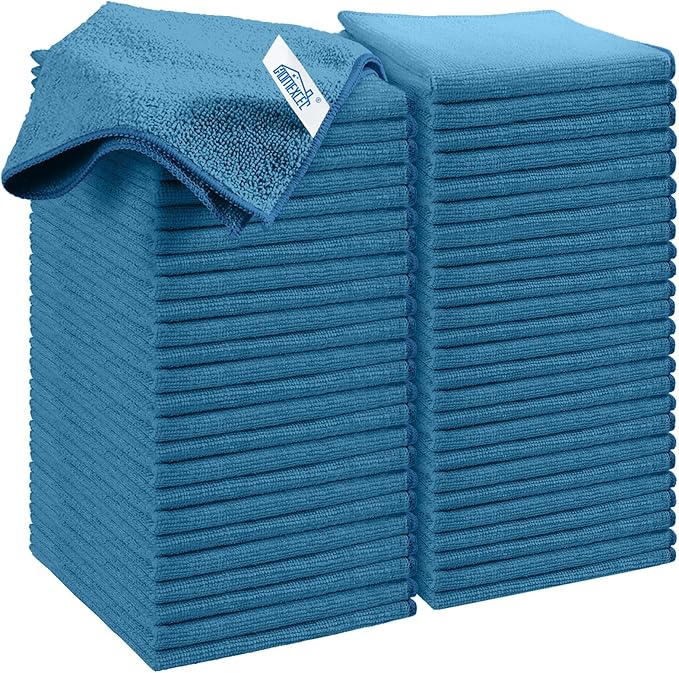 HOMEXCEL Navy Blue Microfiber Cleaning Cloth, 50 Pack Cleaning Towels for Kitchen, Lint Scratch Free, Highly Absorbent, and Reusable Cleaning Rags for House, Window and Glass, Cars, 11.5 X11.5 inch