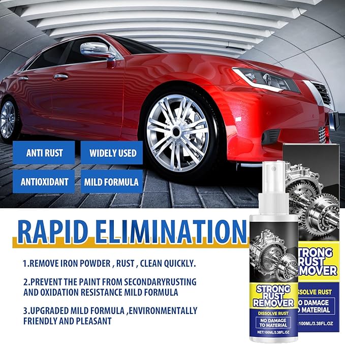 2Pcs Rust Remover Spray for Metal,2026 Upgrade Heavy Duty Metal,Multipurpose Rust Stain Remover Spray for Vehicles, Tools, Cars, Chains, Iron Out Rust Stain Remover