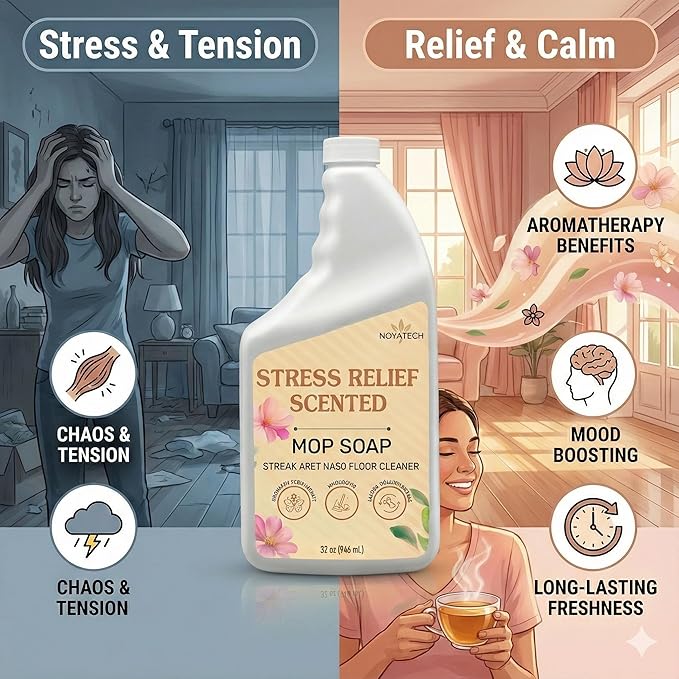 NOYATECH Scented Mop Soap – Stress Relief Aromatherapy Floor Cleaner Concentrate | Non-Toxic, Pet Safe, No Residue | Safe for Hardwood, Tile, Marble, Stone & Grout | All Mop Types | Made in USA