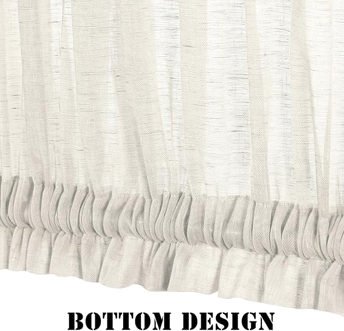 H.VERSAILTEX Linen French Door Curtains Semi Sheer Light Reducing Privacy Doors Window Cover with Tieback | Rod Pocket 1 Panel Door Shades for Glass Living Room Doorways,52" W x 72" L,Ivory