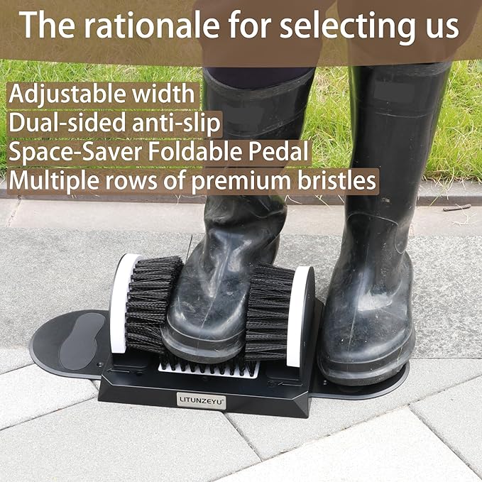 Adjustable Width Boot Scrubber & Shoe Cleaner - Heavy Duty,Outdoor/Indoor Use to Remove Mud, Snow,Dirt,Garden,Garage,Farm,Patio Brush
