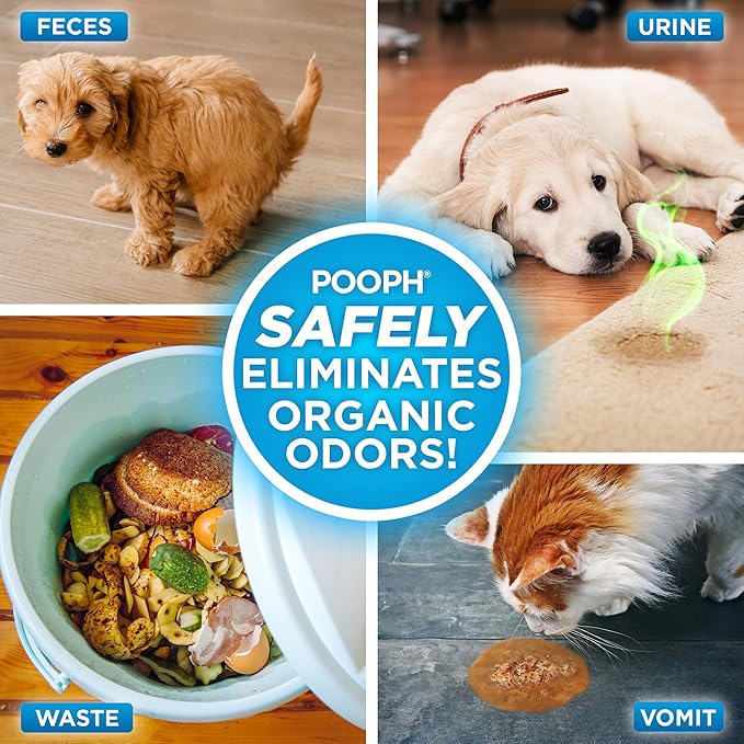 Pooph Pet Odor Eliminator, 32oz Spray, 2-Pack - Eliminates Odors at the Molecular Level, Dogs, Cats, Freshener, Eliminator, Urine, Poop, Pee, Deodorizer, Natures, Puppy, Fresh, Clean, Furniture, Potty