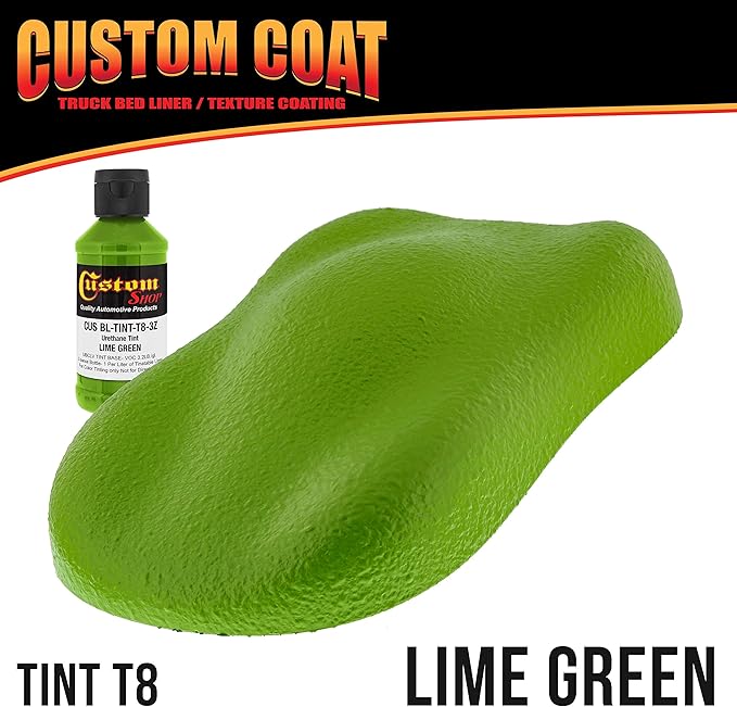 Custom Coat Lime Green 2 Quart (1/2 Gallon) Urethane Spray-On Truck Bed Liner Kit - Easy Mixing, Just Shake, Shoot - Durable Textured Protective Coating, Prevent Stop Rust - Car, Auto Equipment