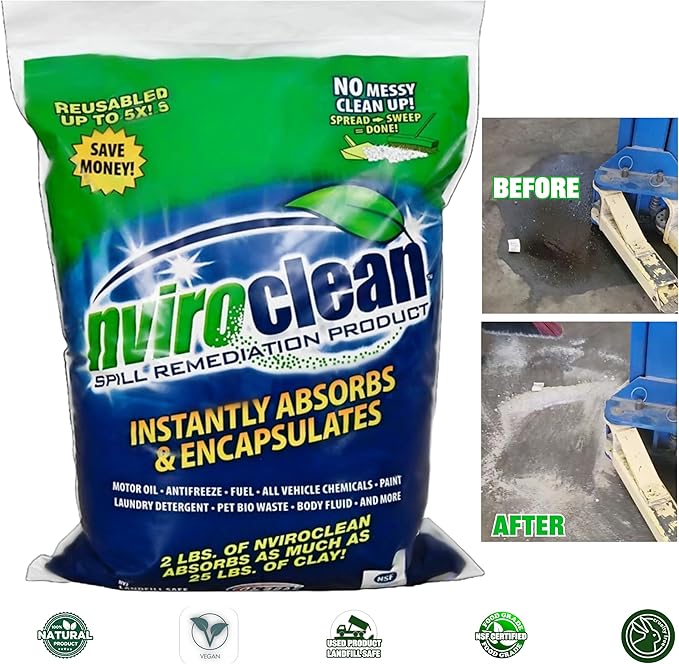 2 LB (Pack of 1) Super Absorbent & Encapsulant Spill Cleanup up to 24lbs, for Home, Commercial, & Industrial Use for Oil, Antifreeze, Food, Paint, Pet Waste, Body Fluids & More