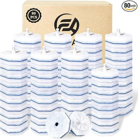 FHORAIN 80 Count Toilet Wand Refills for Clorox, Disposable Toilet Brush Head with Rich Foaming, Extra Thick Triple-layer Refills, 5X Cleaning Power & Won't Fall Off, Disposable Toilet Cleaning System