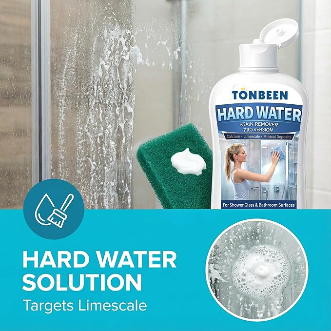 Hard Water Stain Remover for Stubborn Hard Water Buildup – Calcium & Limescale Cleaner for Shower Doors, Bathroom Glass & Tiles, 500 ml