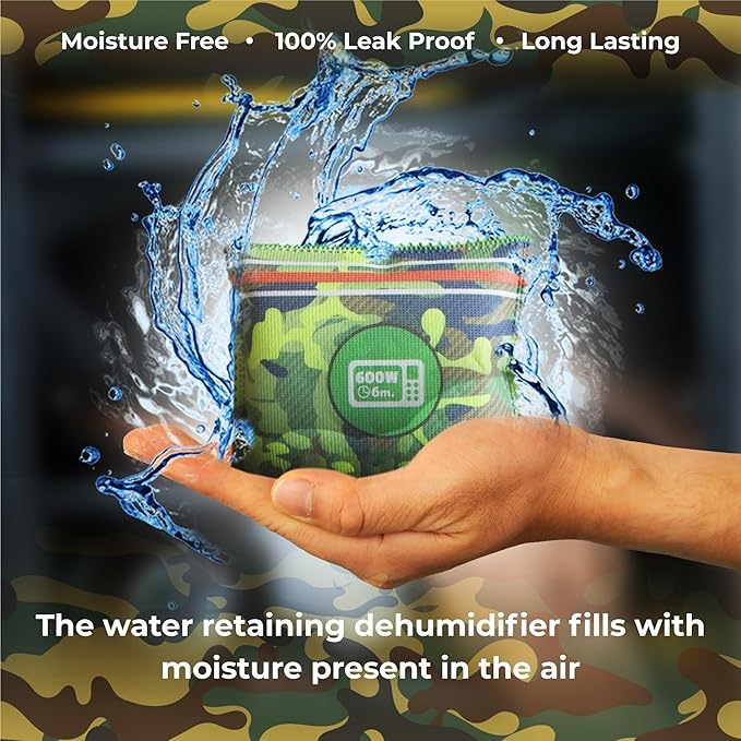 Zarpax Gun Safe Dehumidifier Camouflage - Rechargeable Desiccant Dehumidifier Bags - Reusable & Absorbs Moisture & Humidity - 2x Pack