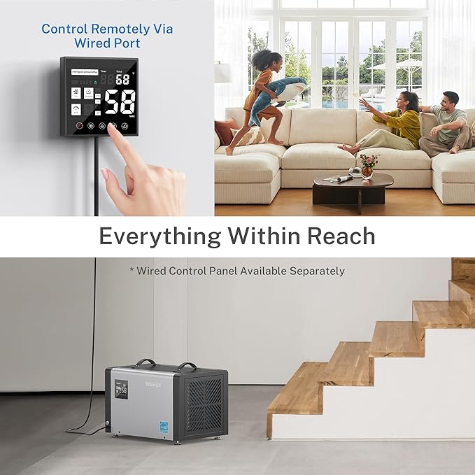 Yaufey 70 Pints Energy Star Commercial Dehumidifier with Pump for 5000 Sq. Ft. Crawl Space, Basement, Industrial, 10-98% RH Humidity Control, 24/7 Continuous Drainage, TUV Certified, 5-Year Coverage