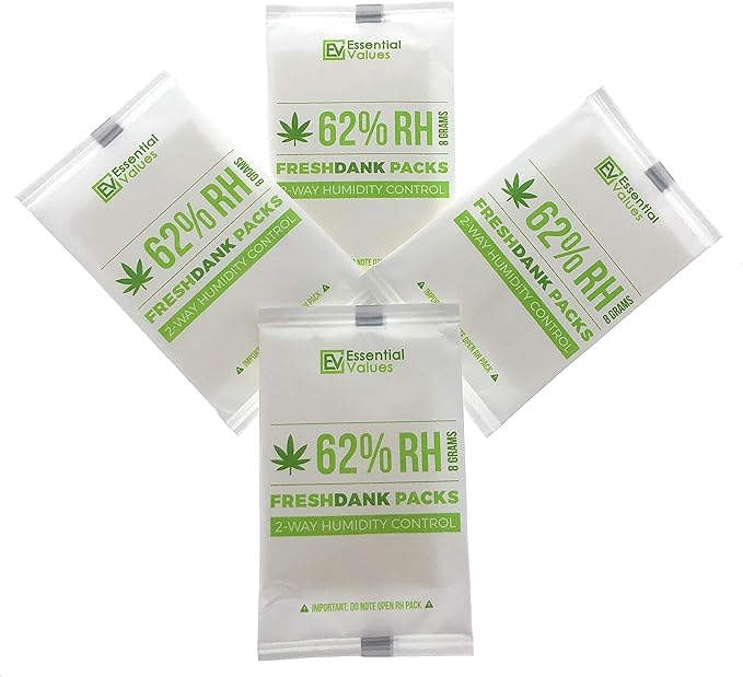 Essential Values Humidity Packs (10 Pack / 8 Grams) - 62-Percent RH FreshDank - 2-Way Control That Keeps Your Product Fresher for Longer