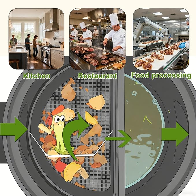 Commercial Grease Trap, Lightweight PE Plastic Grease Interceptor Trap Side Inlet Waste Oil Water Separator for Kitchen Sink Restaurant Wastewater Easy Install