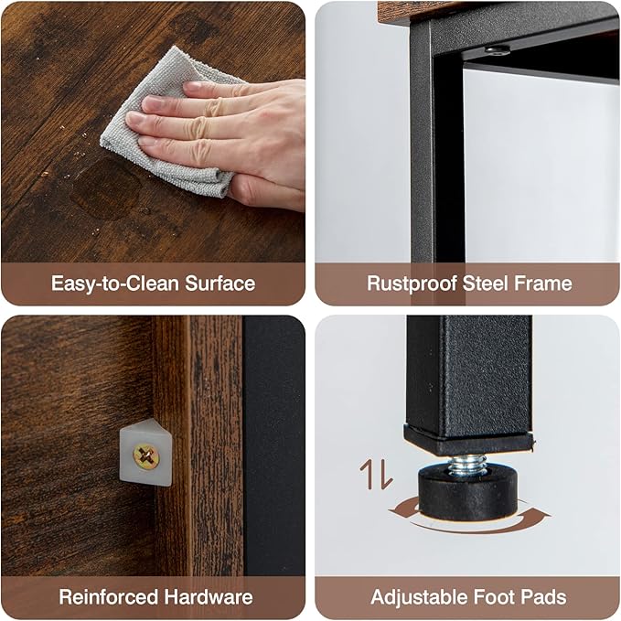 Giantex Buffet Sideboard, Wooden Cupboard, Kitchen Pantry w/Spacious Countertop, Large Open Shelf, 3 Cube Storage Cabinet, Sturdy Rustproof Steel Frame, Modern Stationary Island, Brown & Black