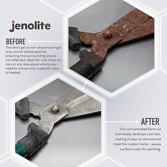 JENOLITE Gel Rust Remover for Metal 5 L (1.32 Gallon). Non-Drip Naval Jelly for Automotive and Vertical Metal Surfaces. Fast-Acting Concentrated Gel Dissolves Rust to Bare Metal. Made in Britain.
