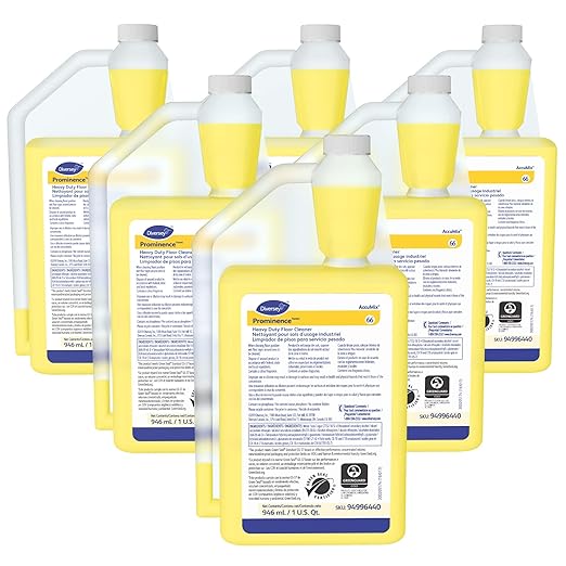 Diversey 94996440 Prominence Heavy Duty Floor Cleaner, Commercial Strength No Rinse Formula with Citrus Scent, AccuMix Liquid Concentrate, 32-Ounce (Pack of 6)