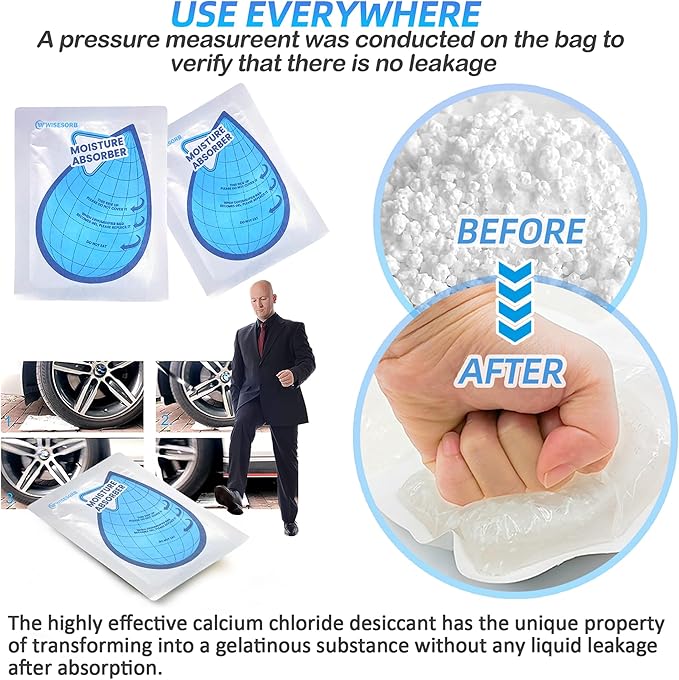Wisesorb 100 Gram 30 Packs Moisture Absorbers, Dehumidifier Bags for Bathrooms, Basements, Rvs, Humidity Packets for Closet