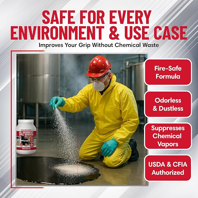 SHURFOOT 6lb Non-Slip Oil Absorbent - Provides Ice Traction & Vapor Suppression - Spill Control for Blood, Water & Oils - USDA Approved - Floor Dry Absorbent Odorless - Fire-Safe & Dustless