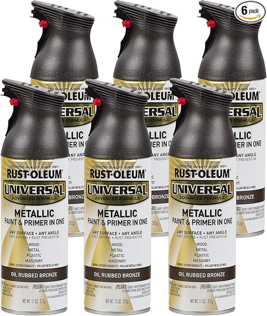 Rust-Oleum 249131-6PK Universal All Surface Metallic Spray Paint, 11 oz, Oil Rubbed Bronze, 6 Pack