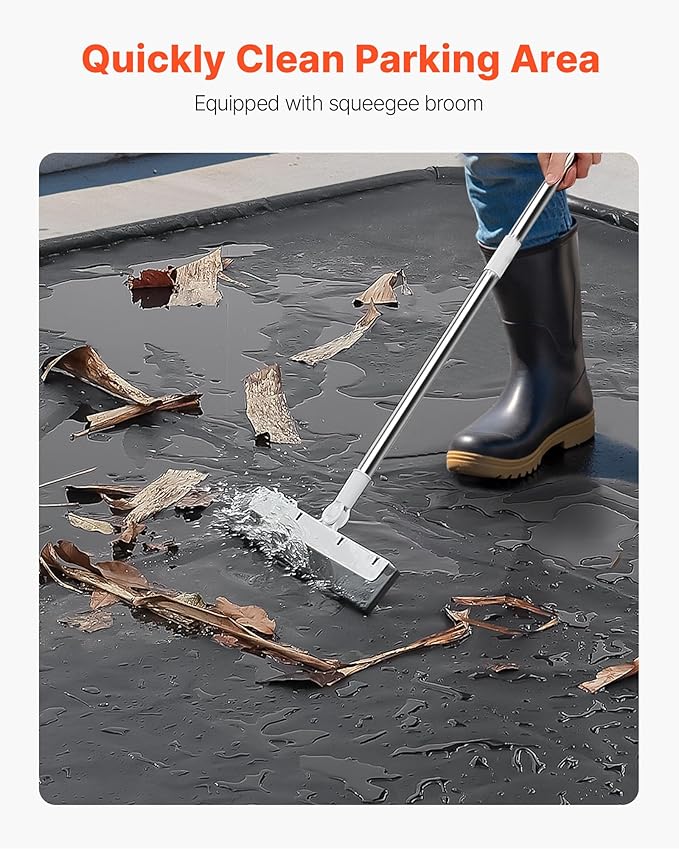VEVOR Containment Mat, 8 ft 6 in x 20 ft, Non-Slip PVC Garage Floor Mat with a Cleaning Squeegee, Heavy Duty Durable Waterproof Protection from Snow, Rain and Mud for Cars SUVs Trucks Parking, Black
