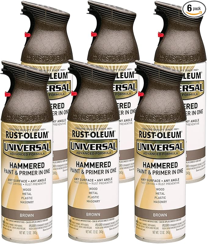 Rust-Oleum 245218-6PK Universal All Surface Hammered Spray Paint, 12 oz, Brown, 6 Pack