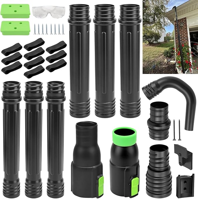 AMTHKNO AGC1000 Gutter Cleaning Attachment Kit/Leaf Blower Tools Mounting Bracket Kit for EGO 530CFM / 580CFM / 575CFM / 650CFM/ 615CFM/LBX6000 Leaf Blowers/Overall Length 9 feet - Black