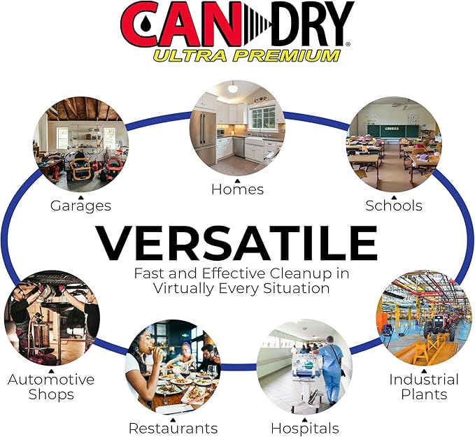 Progressive Planet Can Dry Ultra Premium All Purpose Absorbent Granules, 25lbs - Spill Cleanup & Odor Control - Diatomaceous Earth & Montmorillonite Clay - Home, Garage, Industrial & Automotive Use
