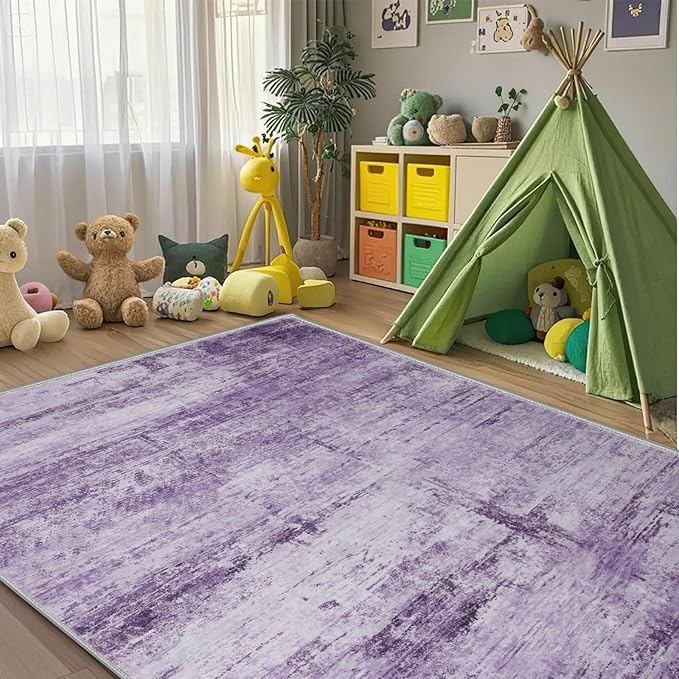 Abstract 10x14 Area Rug for Living Room Dining Room Home Office Bedroom Purple Grey