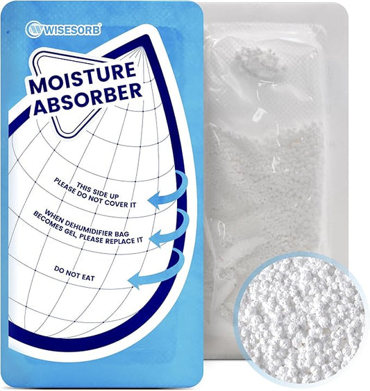 Wisesorb 25 Gram 10 Packs Moisture Absorbers Packs, Leakproof Desiccant Dehumidifier Bags for Bathrooms, Basements, Rvs, Humidity Absorbers Packets for Closet