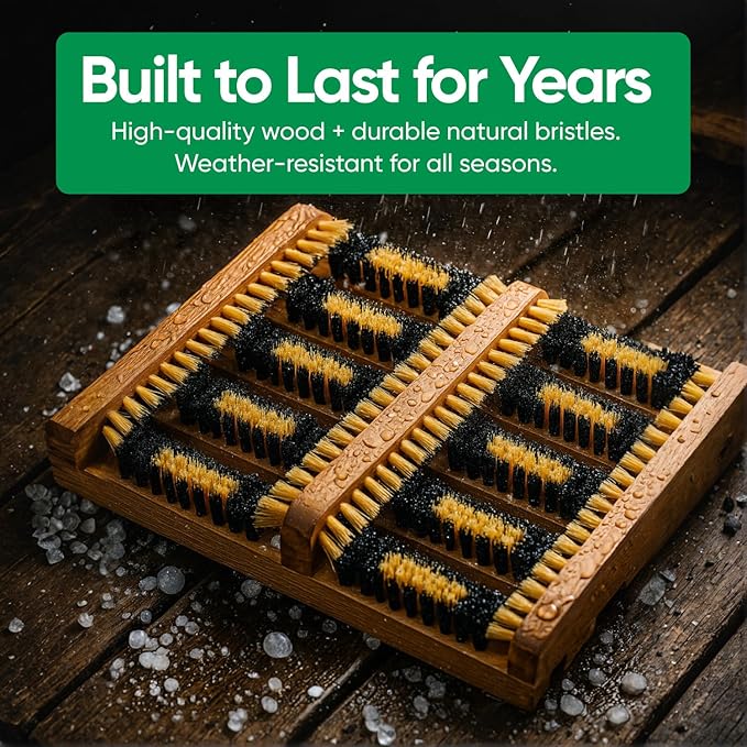 Superio Shoe and Boot Scraper, Outside Shoe Scrubber Brush 10.5 X 14 Inch - Cleans Deep Removes All Outdoor Dirt, Snow, Mud and Sand. Construction, Hiking Cleaner (Wood 3-Pack)