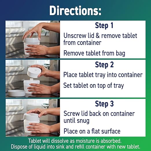Concrobium Moisture Grabbers Refillable Container, Fragrance Free, Moisture Absorber for Closets, Basements and Bathrooms, Helps Reduce Dampness and Musty Odors, Reusable Design