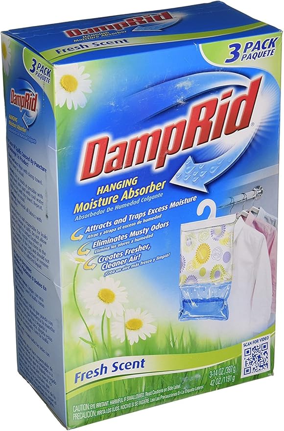 DampRid FG83K 14-Ounce Hanging Moisture Absorber Fresh Scent, 3-Pack