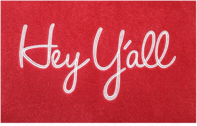 Hey Y'all Outdoor & Indoor Heavy-Duty Doormat - Red, 36" x 24" Low-Profile Entrance Mat
