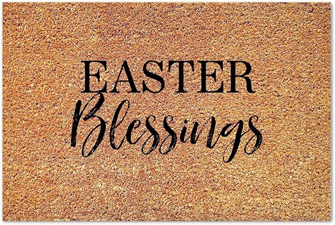 Home Decor Easter Blessings Doormat Rectangular Rug Christian Scripture Farmhouse Weather Resistant Non Slip Mat for Entrance Porch Patio Apartment Gift for Women Men 18x30 inch