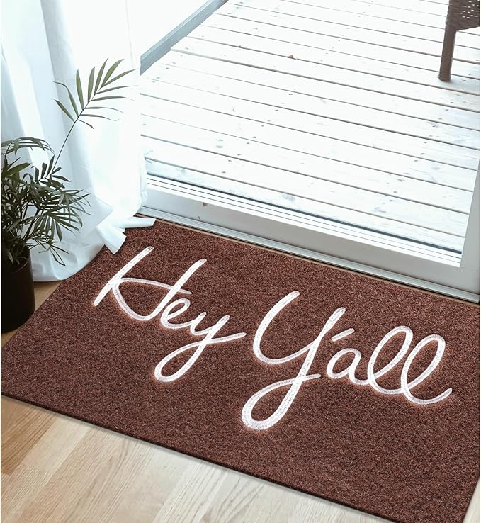 Front Door Welcome Mats for Outdoor Entry Hey Y'all Doormat Non Slip Rubber Mat for Home Decor Indoor Farmhouse Funny Kitchen Heavy Duty Backing Mats Patio Coffee 36" x 24"