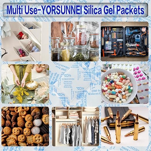Silica Gel Silica Gel Packets, 5 Gram 200Pcs Desiccants Silica Gel Packs Moisture Absorbers, Desiccant Packets for Storage