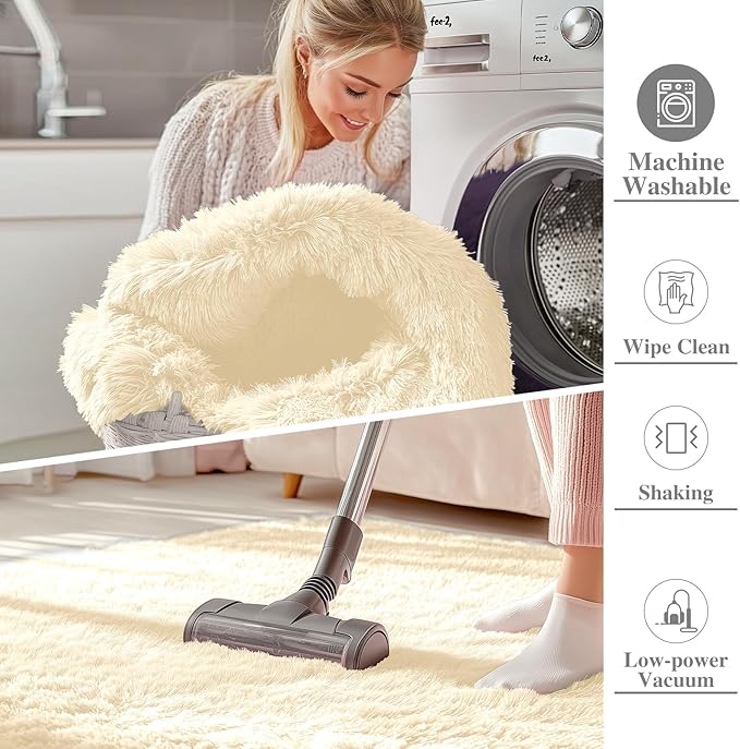 OLANLY 9x12 Machine Washable Large Area Rugs for Living Room, Bedroom, Soft Fluffy Shaggy Bedside Rug, Indoor Floor Carpet for Kids Girls and Boys, Dorms, Nursery, Home Decor Aesthetic, Cream